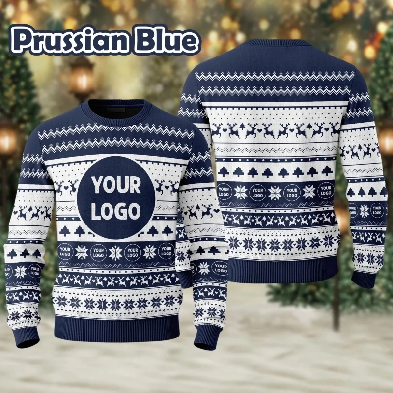 Christmas Deer Pattern Hoodie For Men Customized Logo 3D Printed Pullover Autumn Women Hoodies Long Sleeve O-Neck Sweatshirts