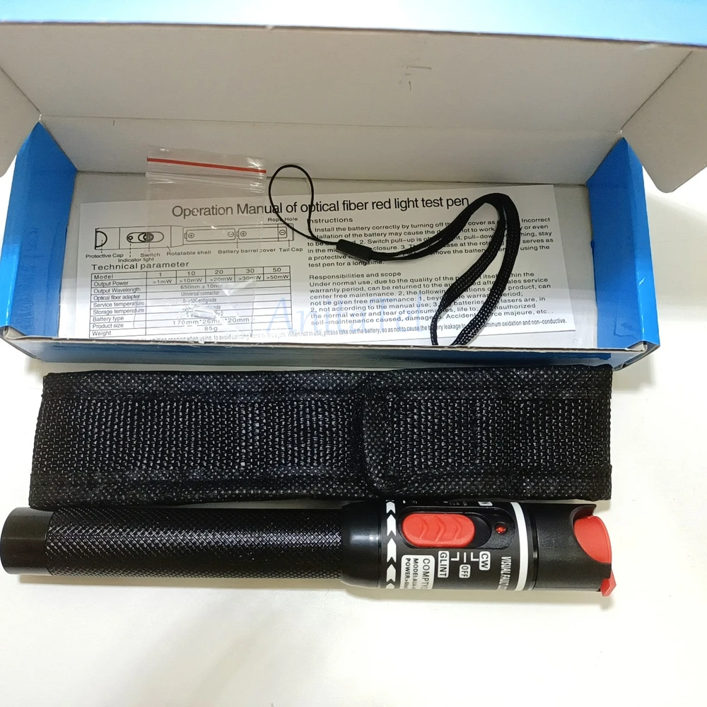 50MW VFL FTTH optical fiber Red Light Pen Fiber Optic Tester Pen Type Visual Fault Locator Optical Cable Tester 50MW