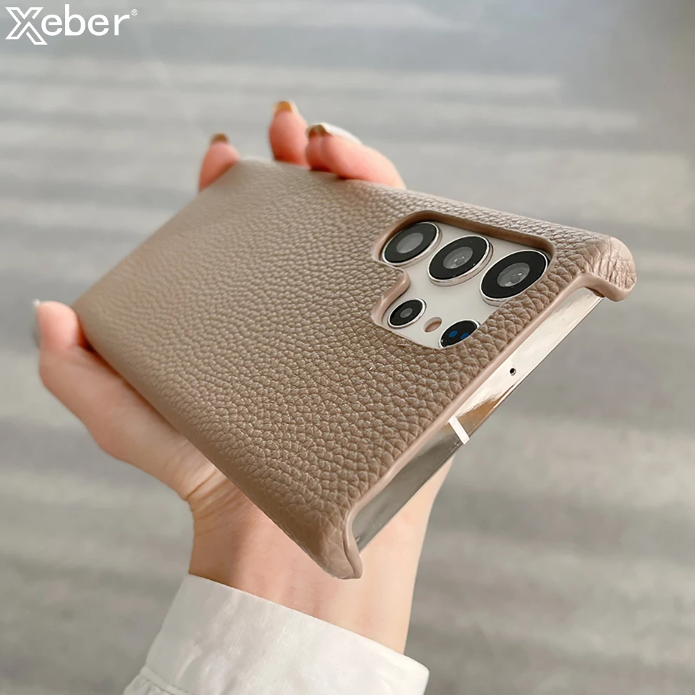 Luxury Leather Grain Matte Lychee Texture Case for Samsung S24 S23 Ultra S22 Plus S21 S20  Solid Color Shockproof Hard Cover