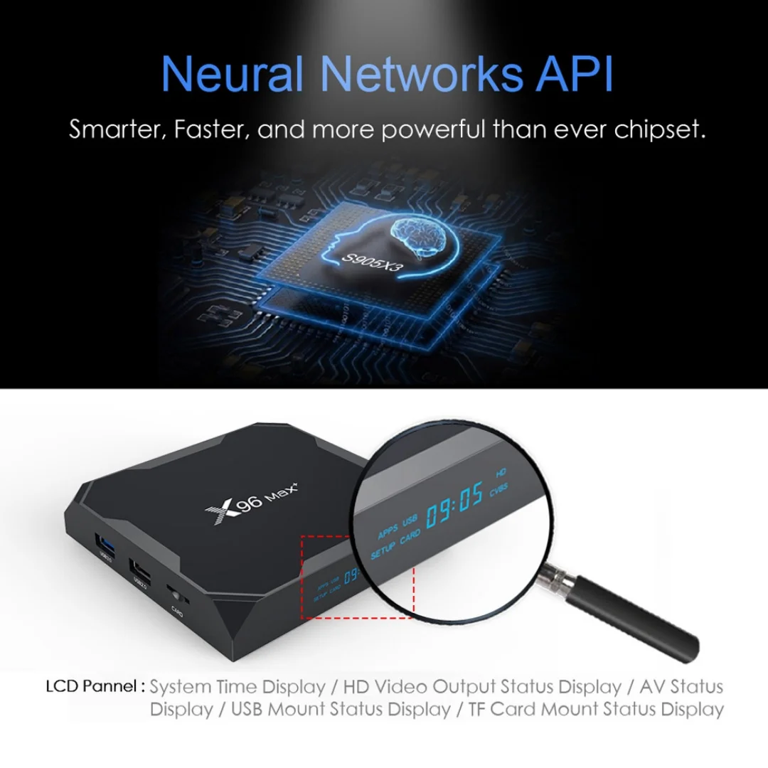 X96 Max+ TV Box Android 9.0 Amlogic S905X3 4GB 64GB 8K Decoding Dual WiFi 2.4G 5G BT4.0 USB3.0 Smart Media Player Set Top Box