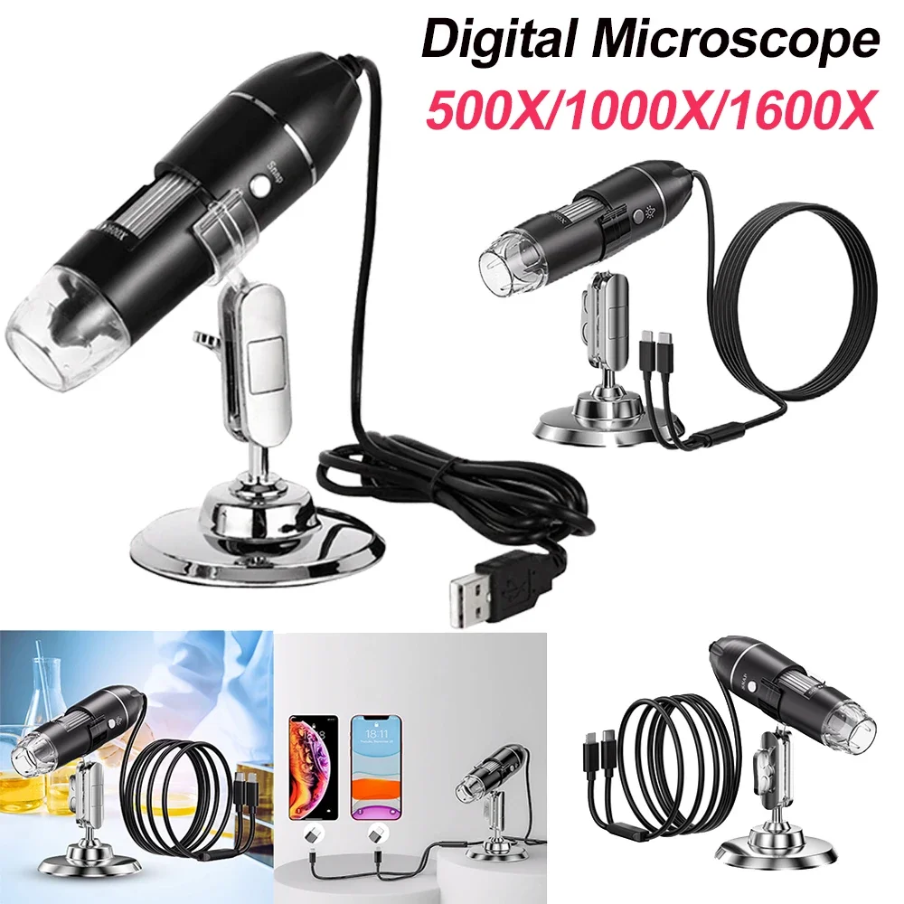 1600X Digital Microscope USB Magnification Endoscope Portable Electronic Microscope for Jewelry Appraisal Video for IOS Android