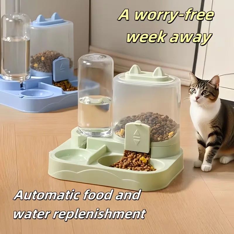 Automatic Pet Feeder For Cats And Dogs Stainless Steel Double Bowls Food  Water Dispenser 2 In 1 Design Non Clean Durable Suppli