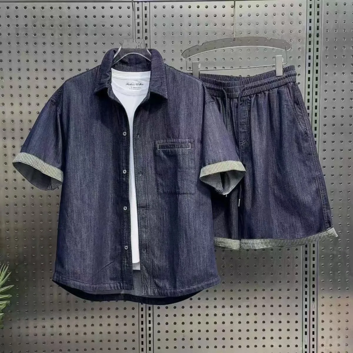 summer-new-style-men's-casual-shirt-shorts-set-thin-short-sleeve-versatile-comfortable-polyester-fiber-youth-fashion-trend