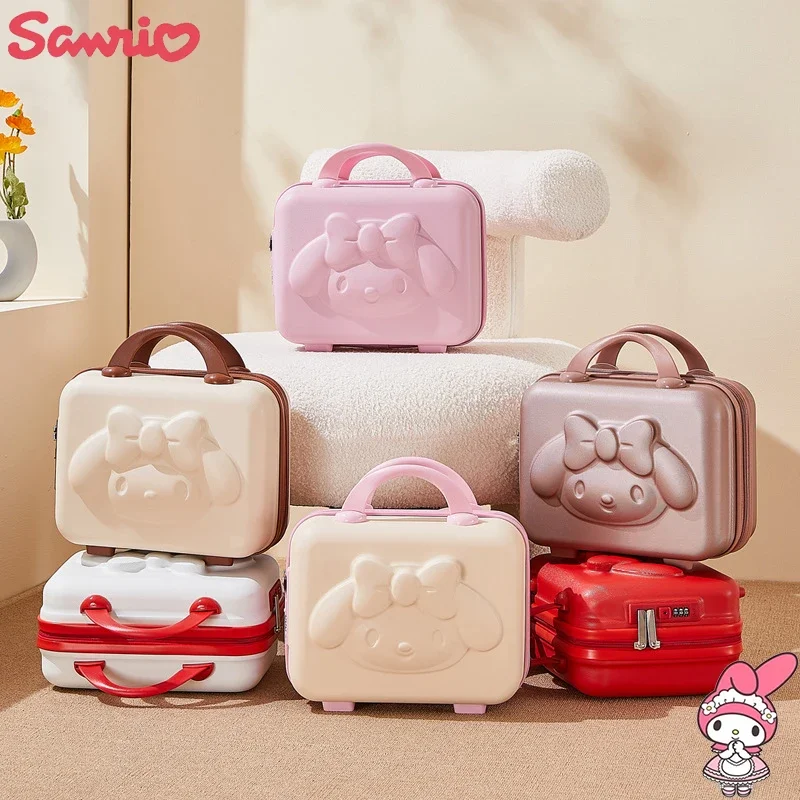 Kawaii My Melody Cartoon Hand Luggage 16/14 Inch Mini Anti-drop Fashion Cosmetic Clothing Storage Box Kawaii Travel Suitcases