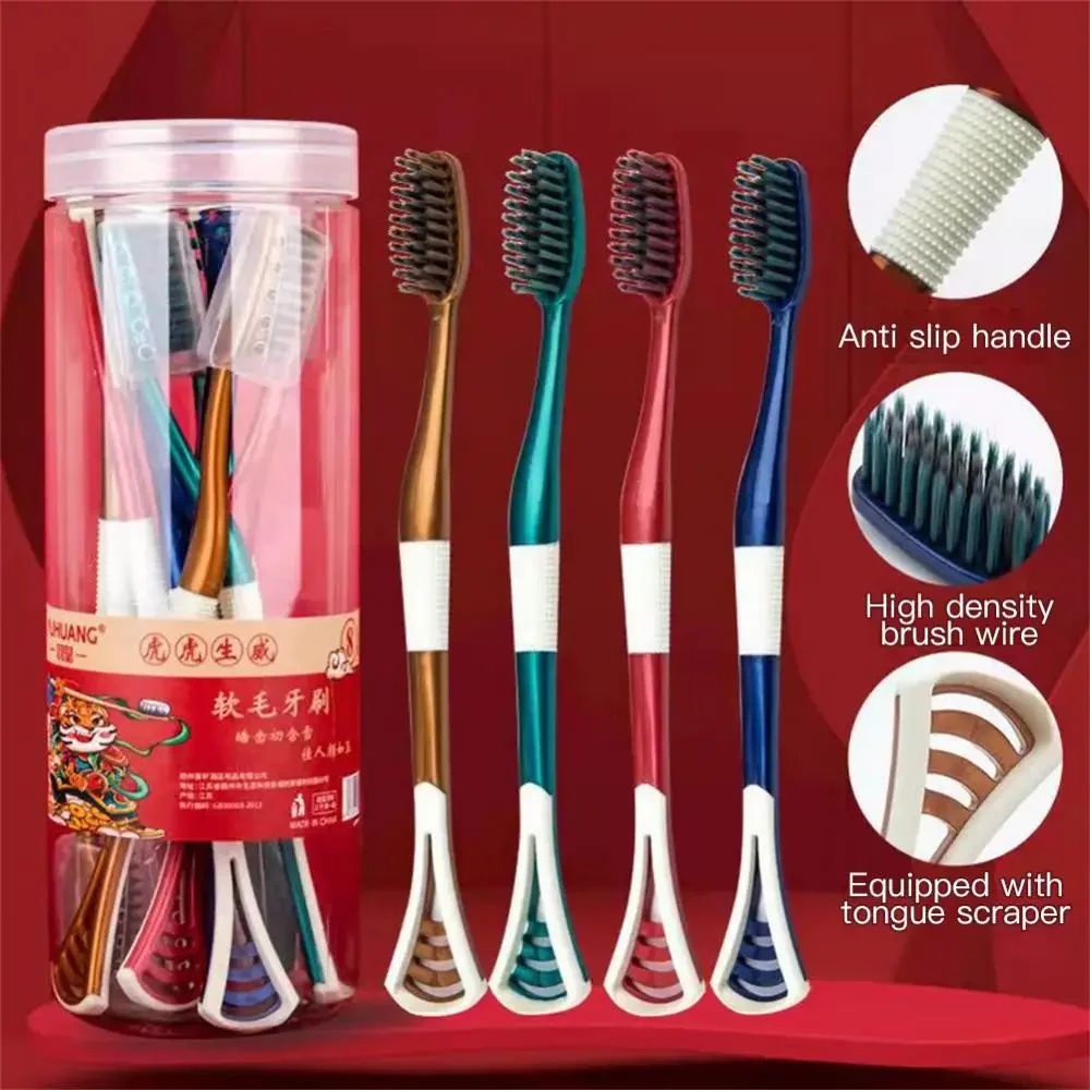 

Toothbrush Tongue Scraper 8 Toothbrushes Arc Brush Head Independent Dust Cover Design Soft Bristles Non-slip Handle Toothbrush