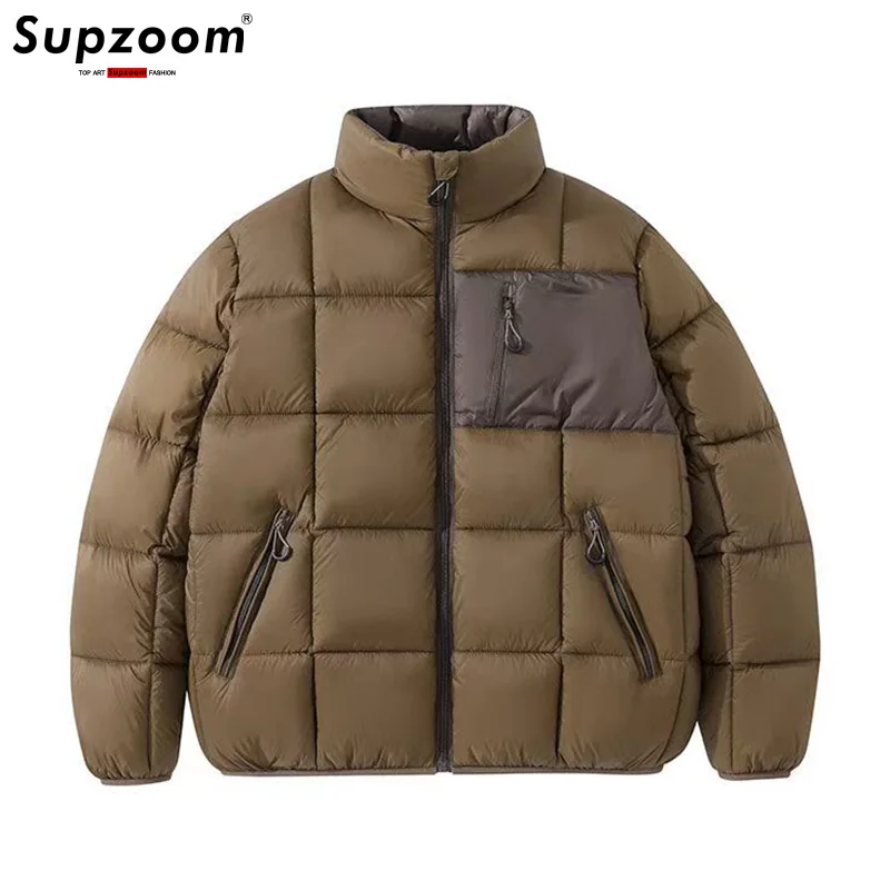 

Supzoom Новое поступление, модный модный костюм с квадратной сеткой, зимний теплый хлопковый костюм для пар, холодная одежда, повседневные мужские куртки и пальто