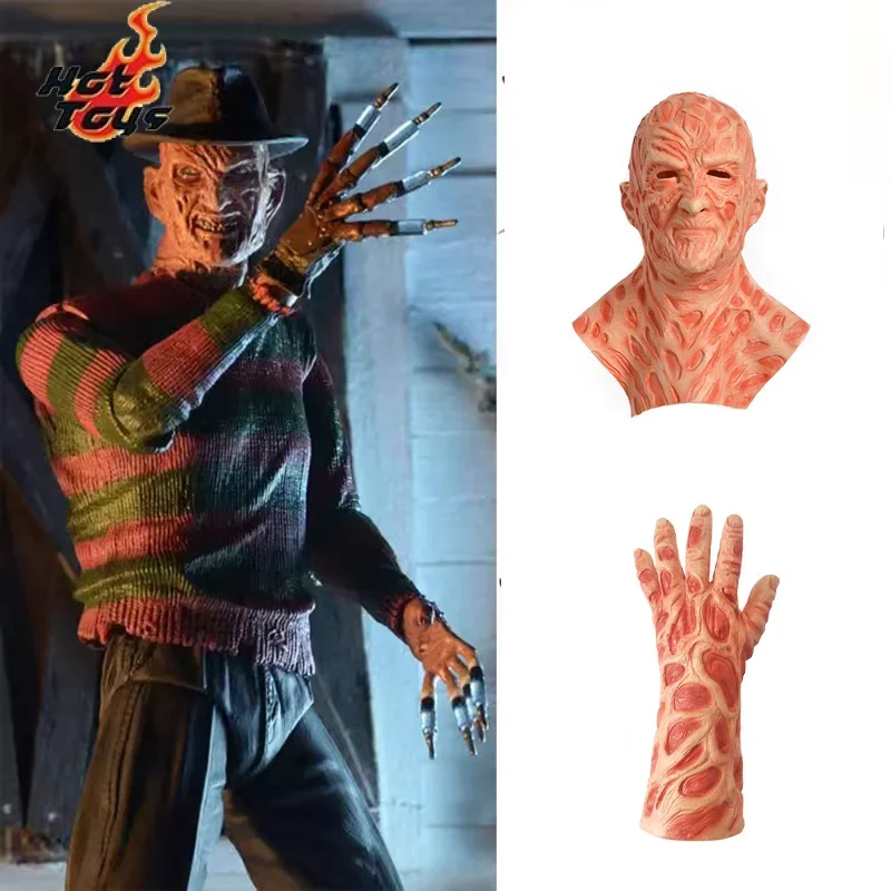 

Маска d'Horreur de Freddy en Latex pour Косплей, костюм d'Хэллоуина, Ter랍ant, Reproduction Eger, Gants, Accessoires