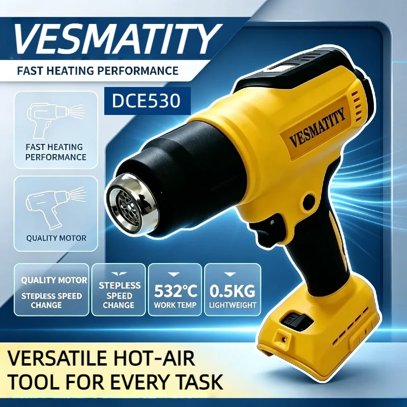 Tool Vesmatity DCE530N 20V Cordless Heat Gun High Power Welding Thermal Blower Heat Shrink Tool Hot Air Portable for 20V Battery