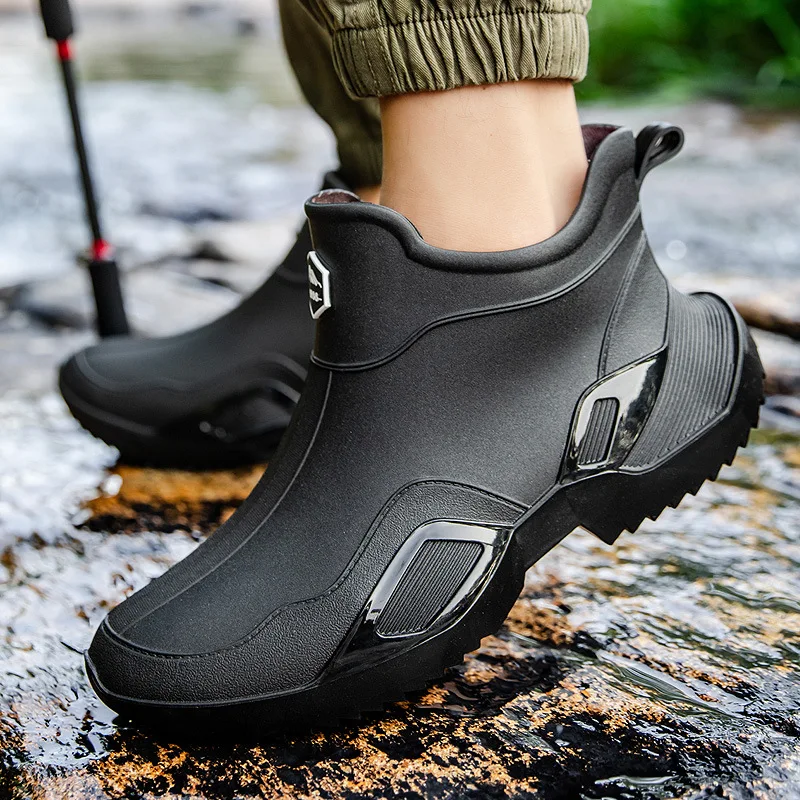 

Unisex Short Tube Water Shoes Anti-Slip Waterproof Fishing Rain Boots Delivery Rubber Shoes Sports Work Rain Boots Couples