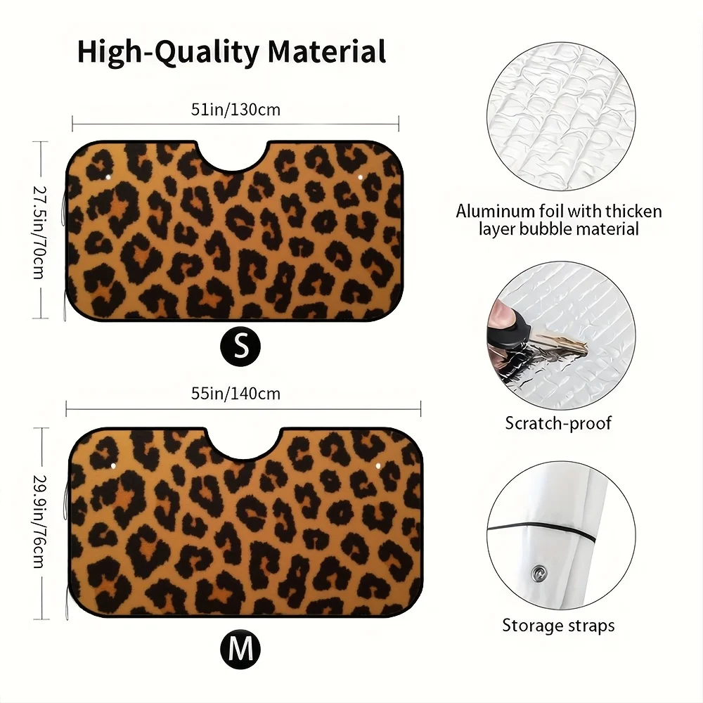 1pc, Vintage Leopard Print Car Sun Visor, Foldable Sun, Blocks Rays, Ideal For Most Vehicles, A Stylish Interior Accessory