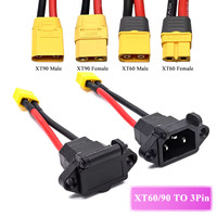 XT60/XT90 Male Female Plug to 3pin Power Socket XT60 XT90 Battery Car Charging Wire Connector New Energy E-bike Charging Cable