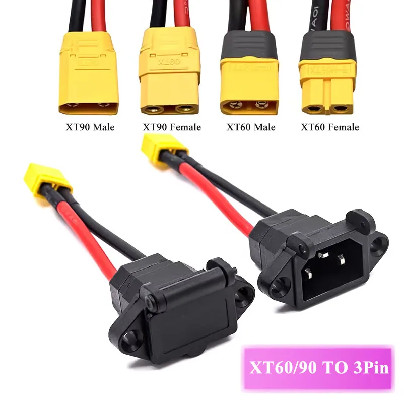 XT60/XT90 Male Female Plug to 3pin Power Socket XT60 XT90 Battery Car Charging Wire Connector New Energy E-bike Charging Cable