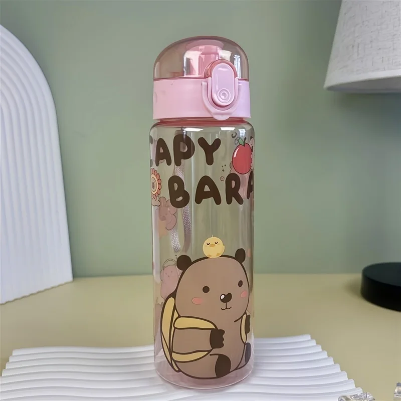 780ml Capybara Transparent Cute Cartoon Water With Carry Strap Leakproof Portable Outdoor Drinking Cup Sports Bottle_maomaolike.com