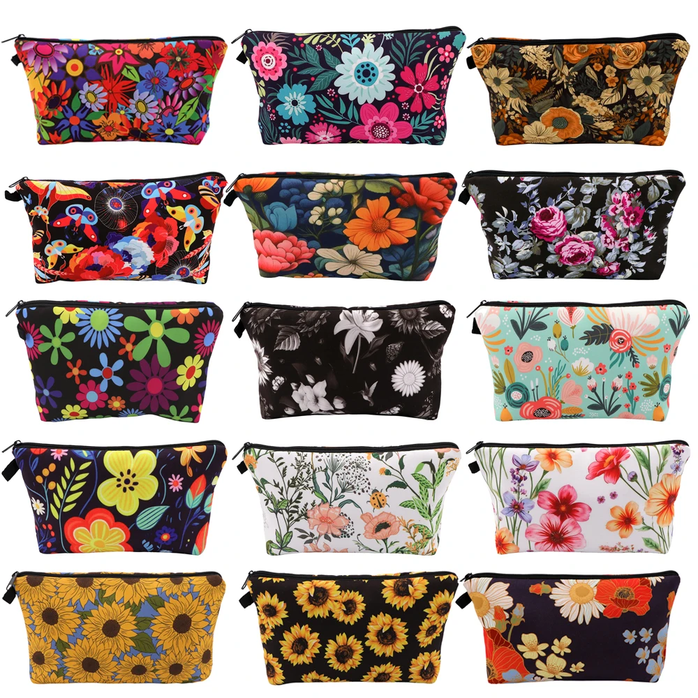 Flower Makeup Organizer Female Toiletry Kit Bag Make Up Case Storage Pouch  Lady Box Cosmetic Bag Organizer Bag For Travel Zip