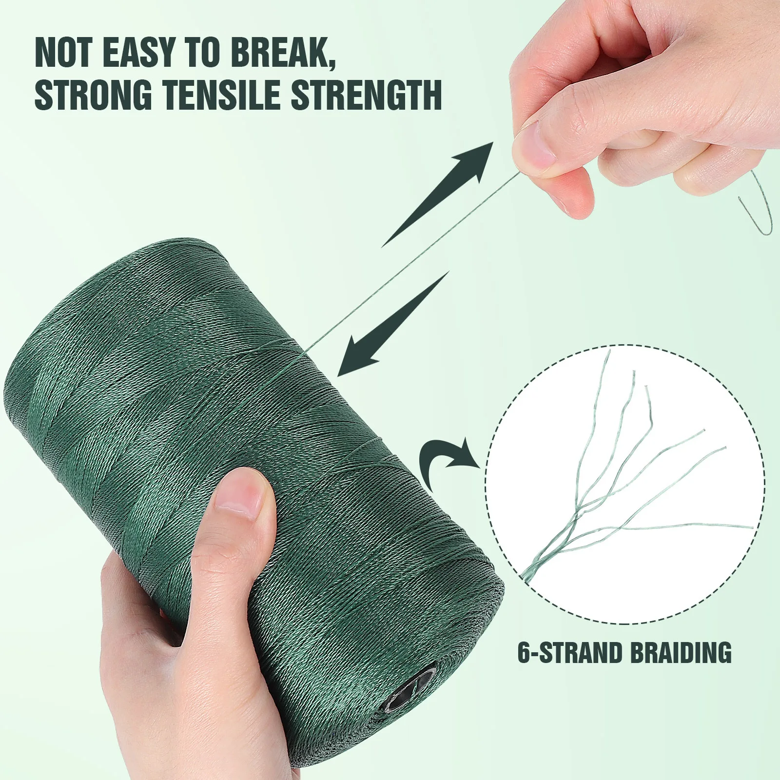 1 لفة خط صيد من النايلون المضفر، سلسلة خيوط قوية، حبل شبكي متعدد الأغراض، متين للاستخدام في الهواء الطلق، خيوط نايلون