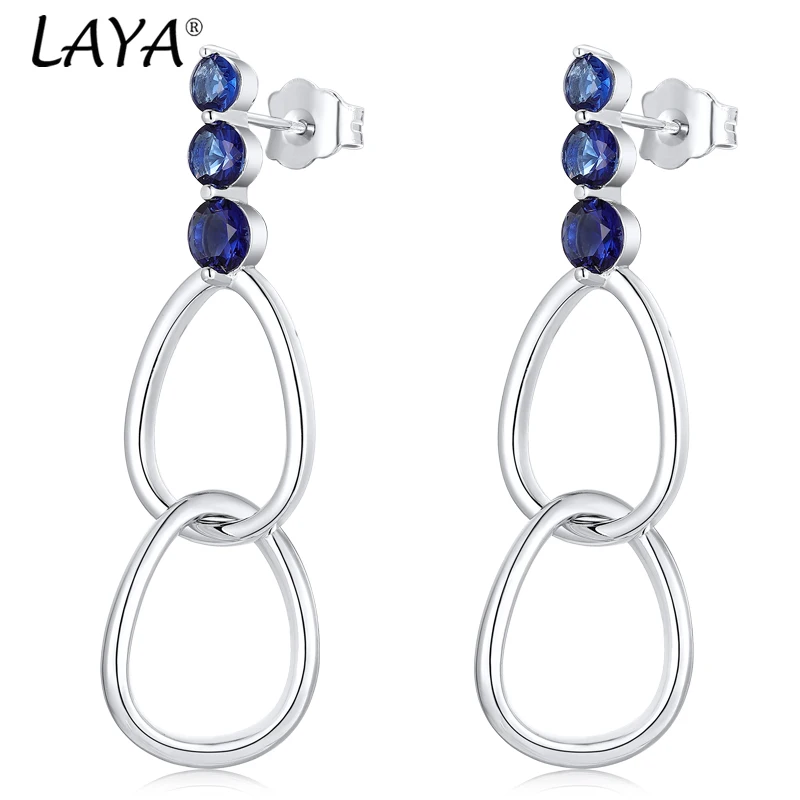 

Laya 925 Sterling Silver Synthetic Blue Crystal Earrings Long Hanging Earrings For Lady Original Modern Jewelry 2025 Trend New