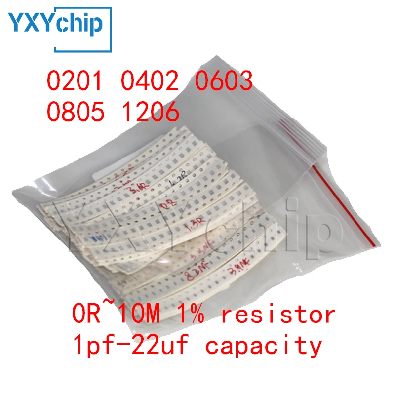 2 in 1 Resistor Book capacitor Book Smd Book 0201 0402 0603 0805 1206 0R~10M 1% resistor 1pf-22uf capacity