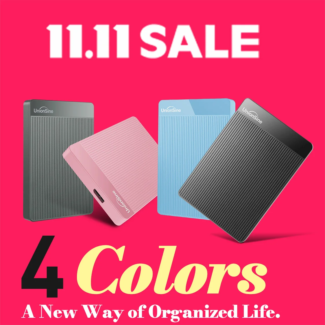 

UnionSine Portable External Hard Drive 1TB 2.5" USB 3.0 High-Speed HDD for PC, Laptop, PS4, PS5, Mac, Smart TV, Xbox, Backup