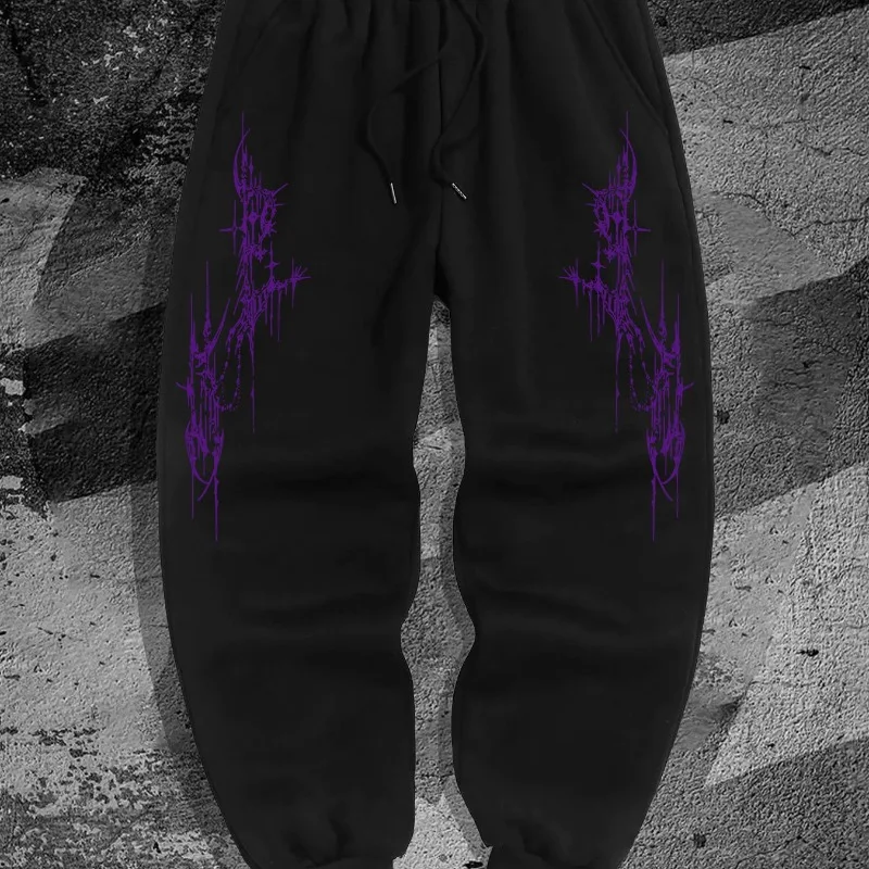 

American Street Men's Gothic Geometric Pattern Printed Running Pants Four Seasons Unisex Casual Fitness Pants