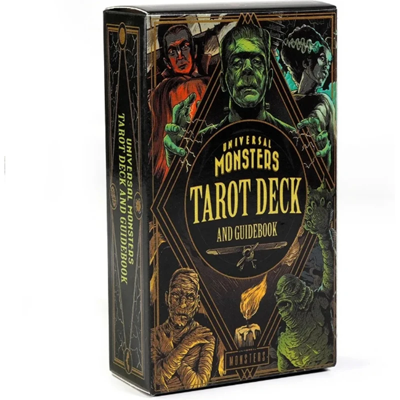 Neueste 78-teilige Karten Universal Monsters Tarot Deck 10,5 * 6,3 cm bringt den gruselige Geist der klassischen Filmmonster an Tarot-Lesungen