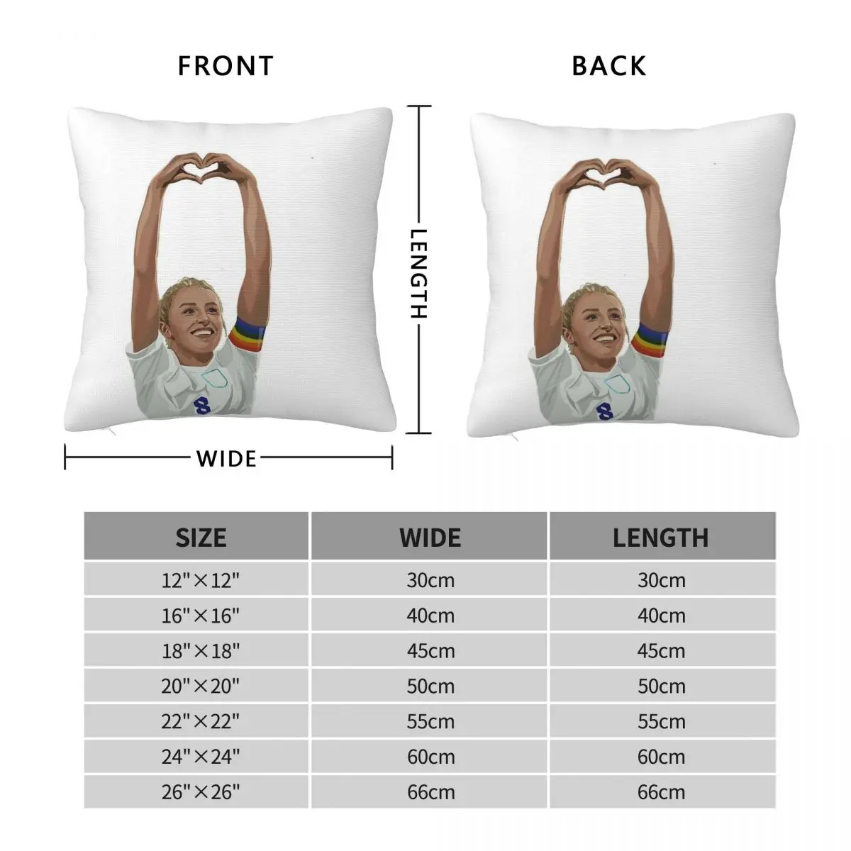 Leah Williamson Captain Square Pillowcase Polyester Linen Velvet Pattern Zip Decor Throw Pillow Case Sofa Cushion Case 18