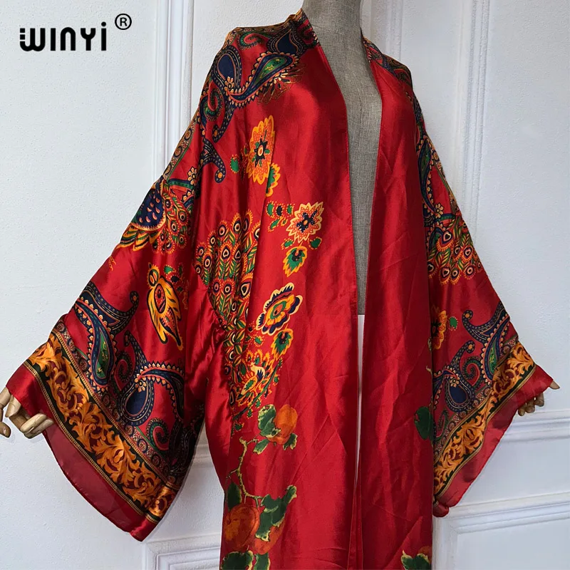 Nowa letnie kimono w Afryce w stylu boho sukienka z nadrukiem maxi blogerzy polecają swetry rozpinane okrycie plażowe abaya dubai luksus