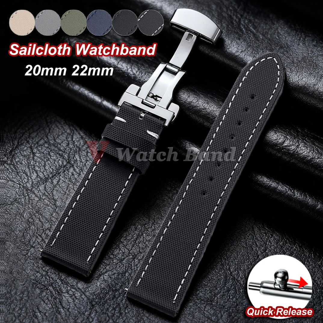 

Ремешок для часов Sailcloth 20 мм 22 мм ремешок для часов Sailcloth водонепроницаемый нейлоновый быстросъемный ремешок с пряжкой-бабочкой для часов Omega
