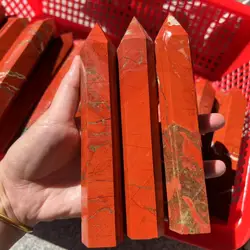 15-16CM Big Wand Natural Red Jasper Quartz Obelisk Crystal Wand Point Reiki Healing Tower