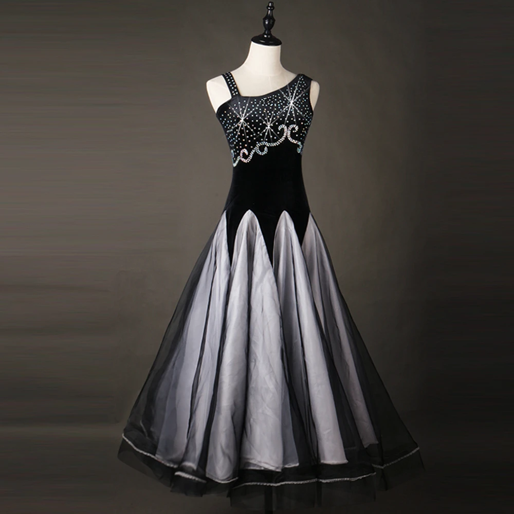 

Standard Waltz Dance Dress Elegant Purple Shiny Diamond Tango Ballroom Competition Dancing Costume Women Ballroom Dance Dresses