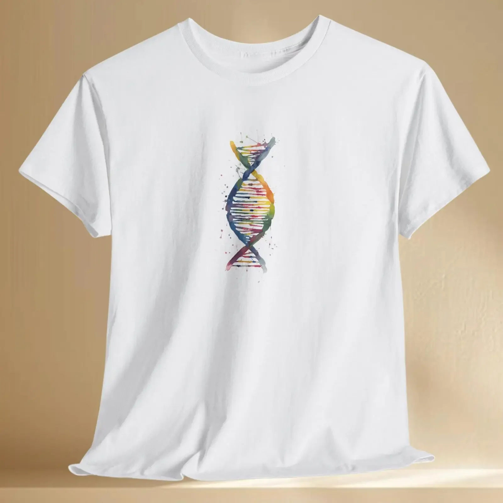 Watercolor DNA Helix T Shirt Science Genetics ArT vintage Washed Casual Stretched Unisex fashion Soft homme streetwear