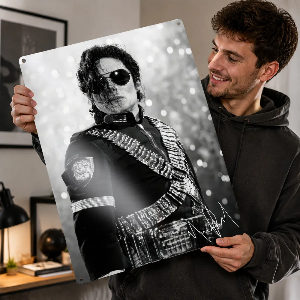 Michael Jackson Textured Poster Personalized Metal Tin Sign Pop Tribute Wall Art Enhances Entertainment Rooms And Home Studios