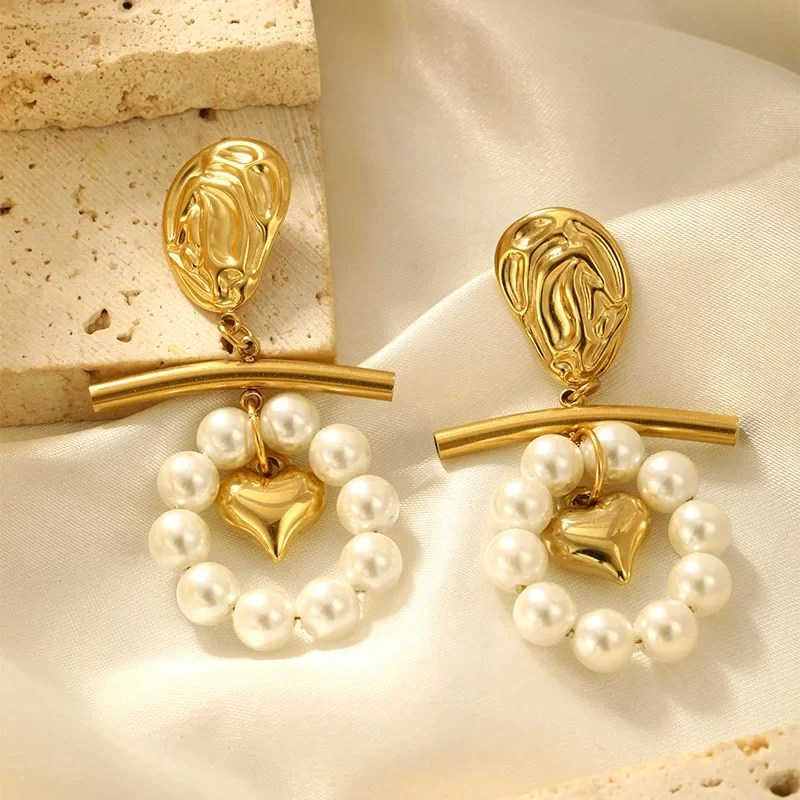 روكسي |   حلق لؤلؤي مصمم الأزياء الكورية للنساء. مجوهرات فرنسية أنيقة. خمر 2024