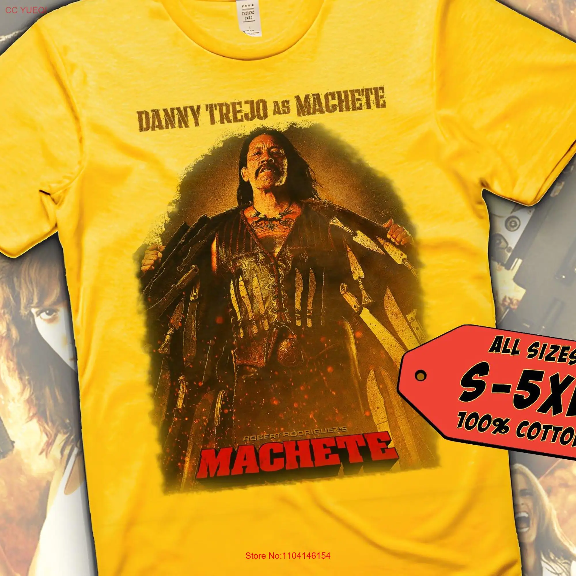 Machete Kills V24 T Shirt movie poster print Yellow Color 100 cotton all sizes S to 5XL long or short sleeves