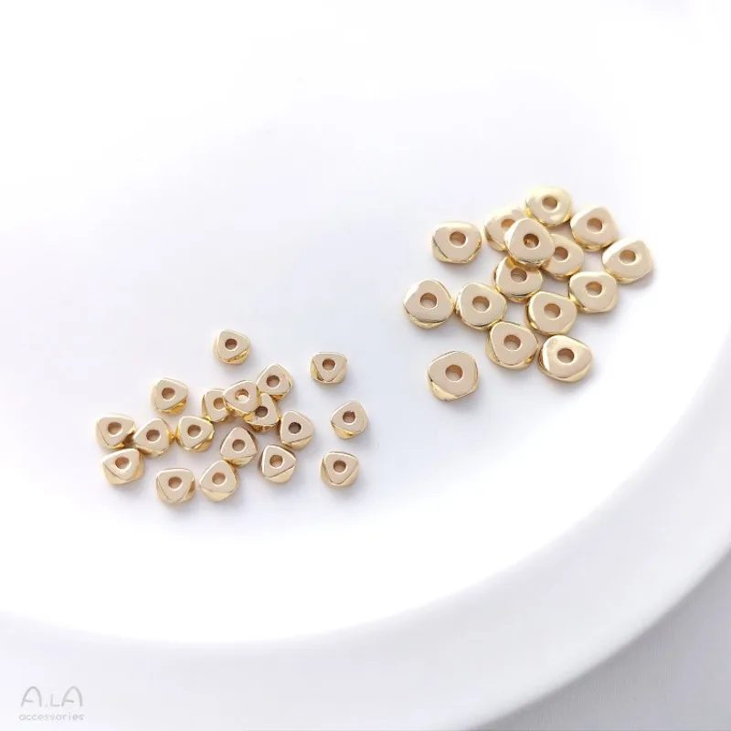 14K Gold Bag New Small Broken Gold Spacer Triangular Spacer Bead DIY Pearl Bracelet Necklace Jewelry Loose Bead Accessories