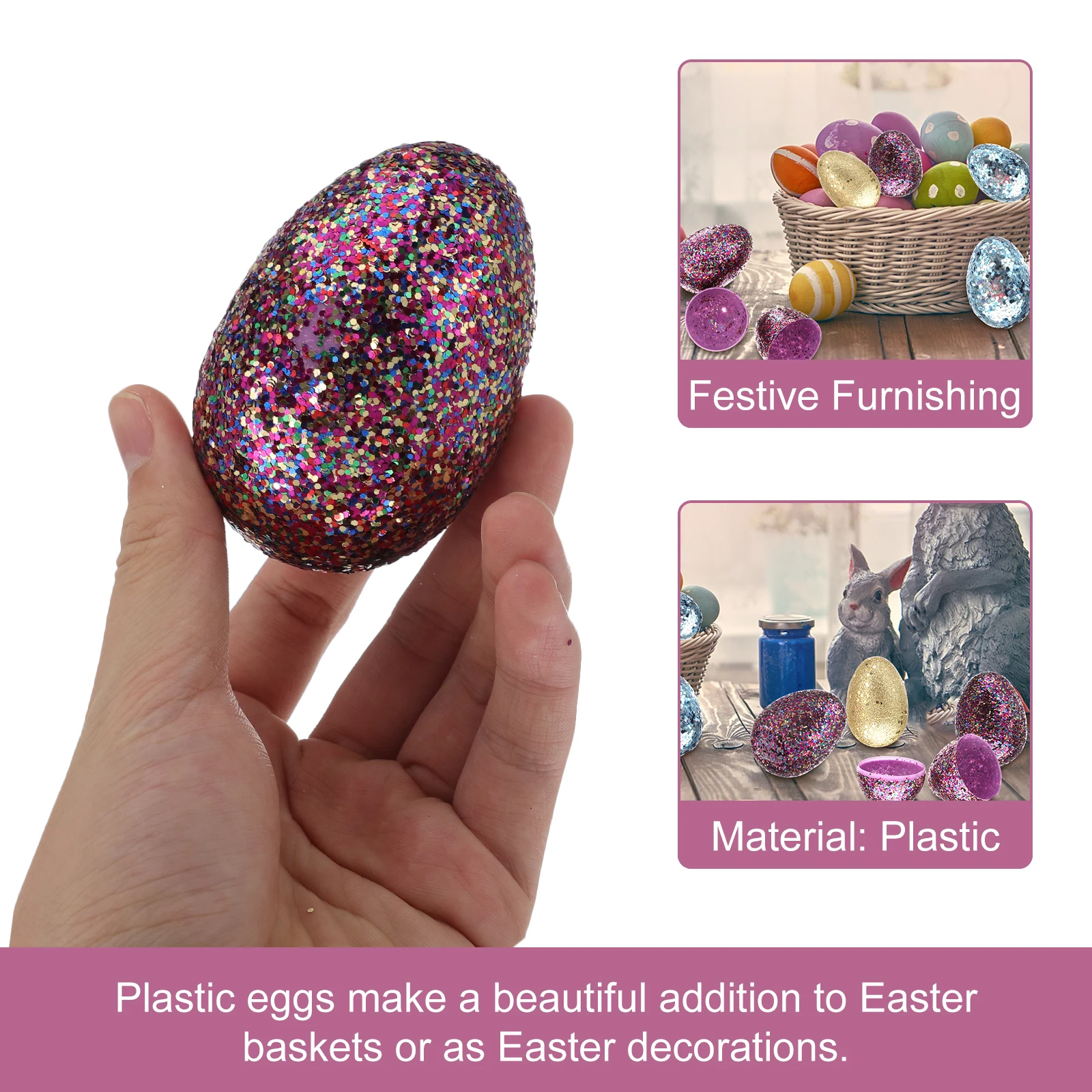 

18 Pcs Sequins Plastic Eggs Eggshell Easter Small Decoration Party Supplies DIY Child