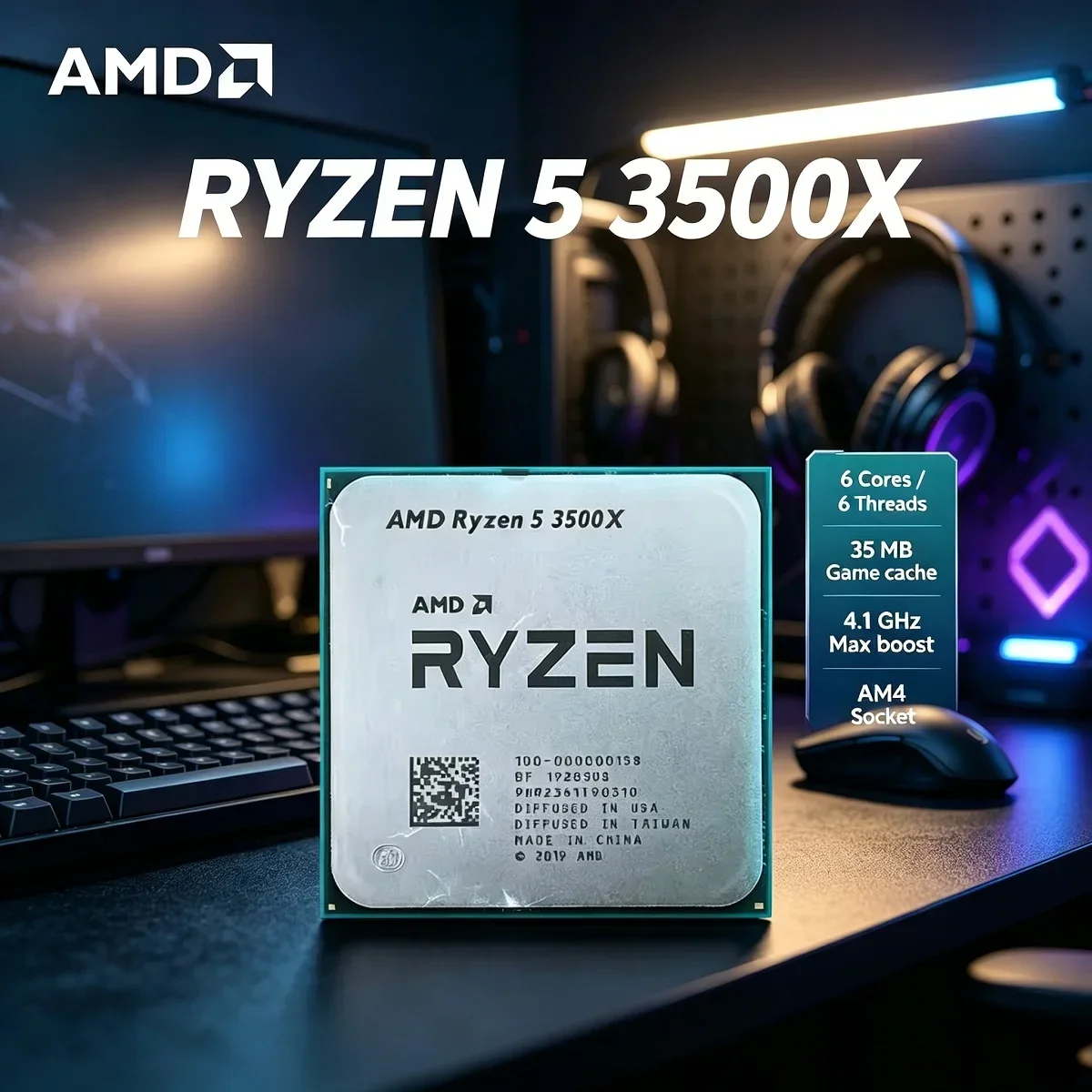 processeur-de-jeu-amd-ryzen-5-3500x-r5-3500x-36-ghz-6-cœurs-6-threads-32-mo-de-cache-l3-65-w-ddr4-socket-am4-sans-ventilateur