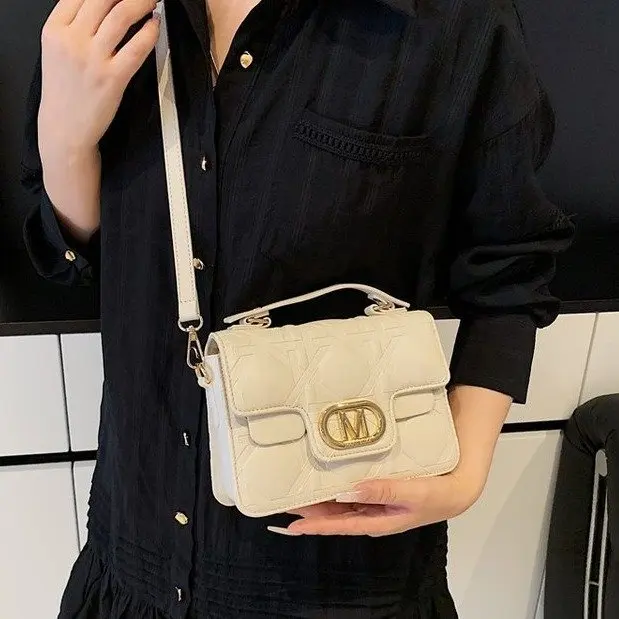 

Luxe Organizer Bag, Small Square Silhouette with Two Sections, Chain Strap for Shoulder & Crossbody, Vintage Finish