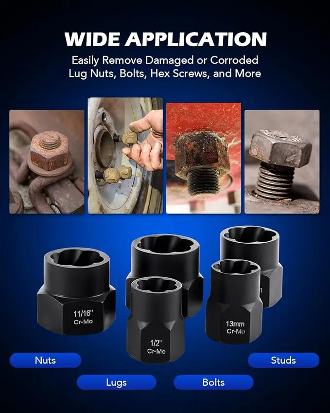 10 SAE & Metric Impact Extractor Socket Kit, 3/8