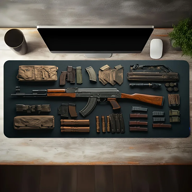 

Коврик для игрового стола, макет винтовки и оборудования, противоскользящая и моющаяся поверхность, расширенный коврик для компьютерной мыши подходит для геймеров ПК.