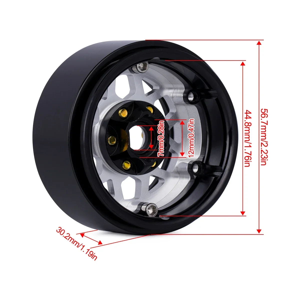 4PCS 1.9 Aluminum Beadlock Wheel Hub Rim for 1/10 RC Car Crawler Redcat Rc4wd SCX10 TRX4 Capra Metal Upgrade Parts