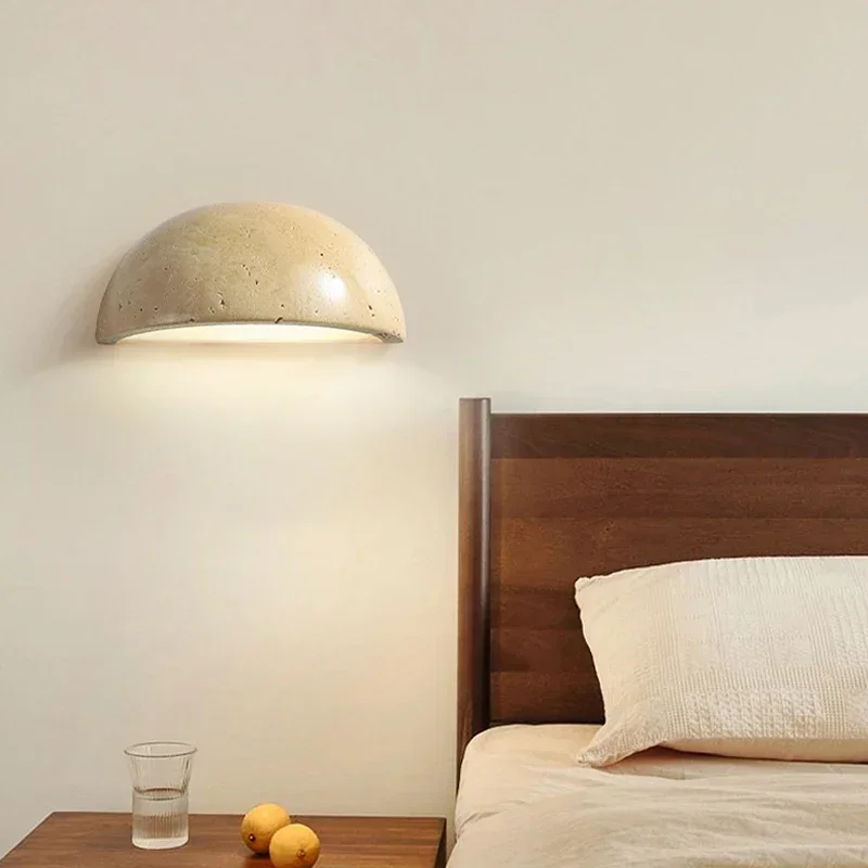 Luma Modern Design Sense Semi Circular Living Room Corridor Background Wall Light Wabi Sabi Bedside Stone Decorative Sconce Lamp