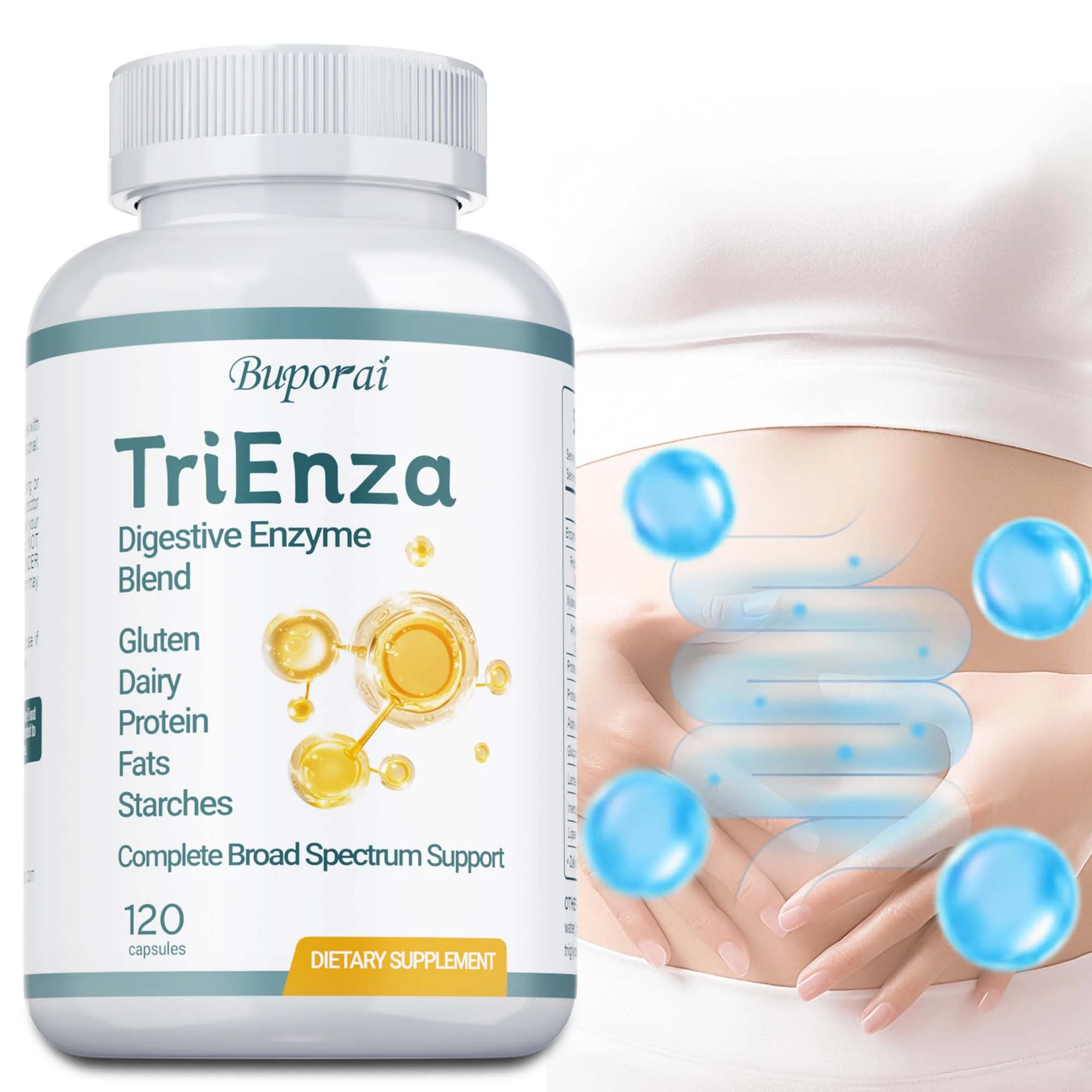 

TriEnza Digestive Enzymes - Nutrient Absorption, Reduce Bloating, Promote Digestion and Gut Health, Balances Intestinal Flora