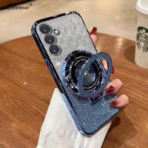 Glitter Bracket Gradient Case for Samsung Galaxy S25 S24 Ultra S23 S22 S21 Plus S20 FE A54 A55 A15 A35 A53 A34 A52 Bling Cover