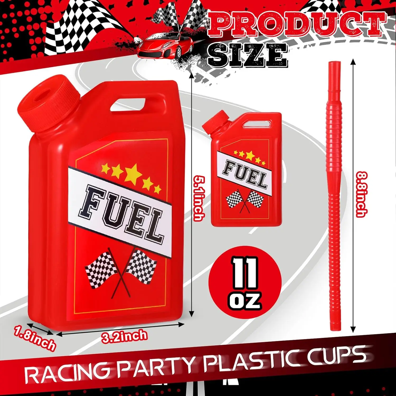 2/4/6/8 Pack Race Car Cups Set 11 oz Car Drinking Cups with Straw Race Car Birthday Party Supplies