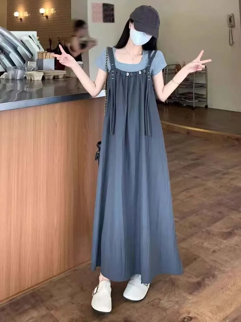 New Women's Irregular Loose Strap Dress