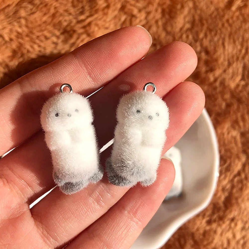 6pcs Kawaii Fluffy Sea Otter Resin Charms Flatback Ocean Animal Pendant For Phone Chains Keychains Earring DIY Jewelry Making