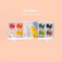 with Water Brush Pen Watercolor Paint Set Solid Plastic Box Oil Painting Kit 8/12/18/28/36/48 Watercolor Pigment Art Supplie