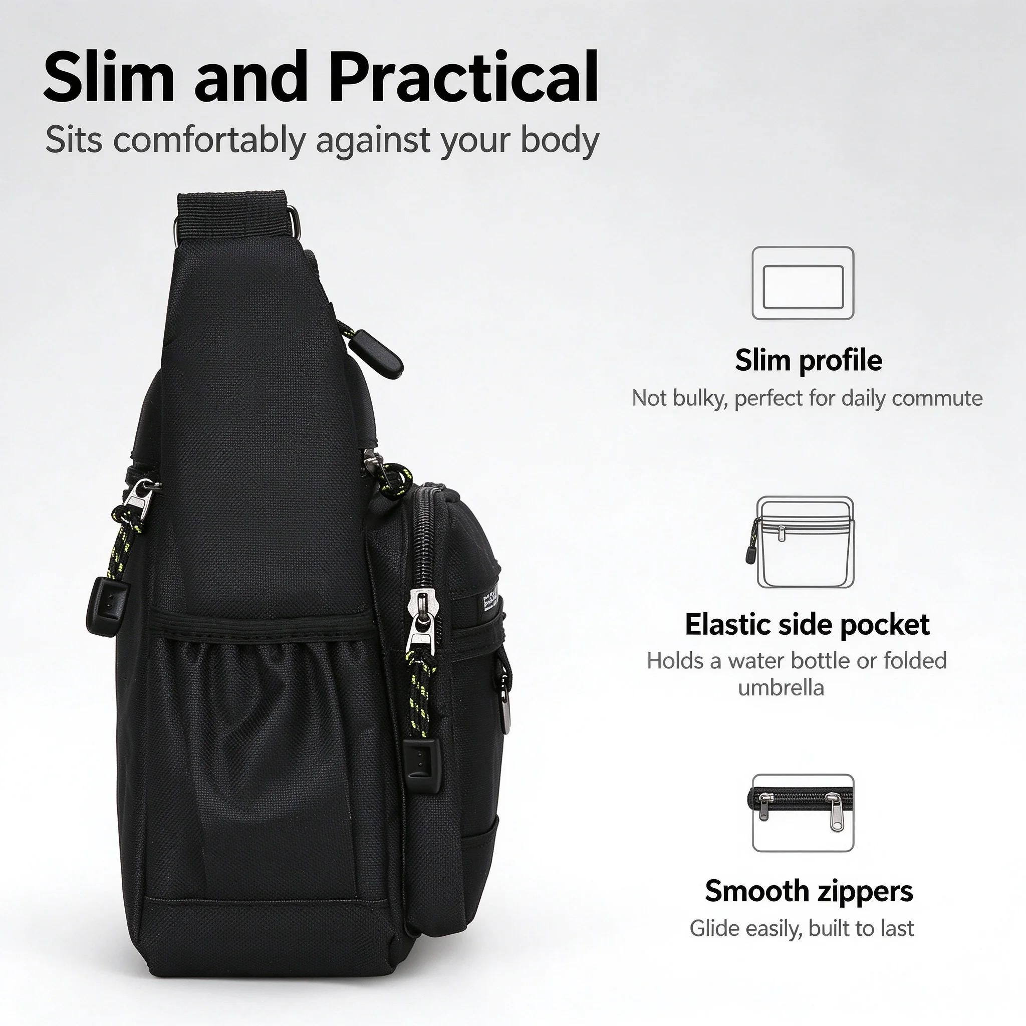 Multi-Pocket Crossbody Shoulder Bag, Water-resistant Messenger Bag for Men Women, iPad Tablet Sling Bag for Travel and Daily Use