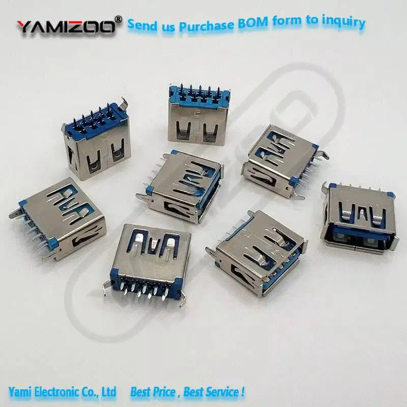 10 Stück USB-Buchsenstecker 3.0 AF 180 Grad 11,5 mm hoch 9-polig gerade/winkelig/flach/gebogen vertikaler Stecker – Detail 3