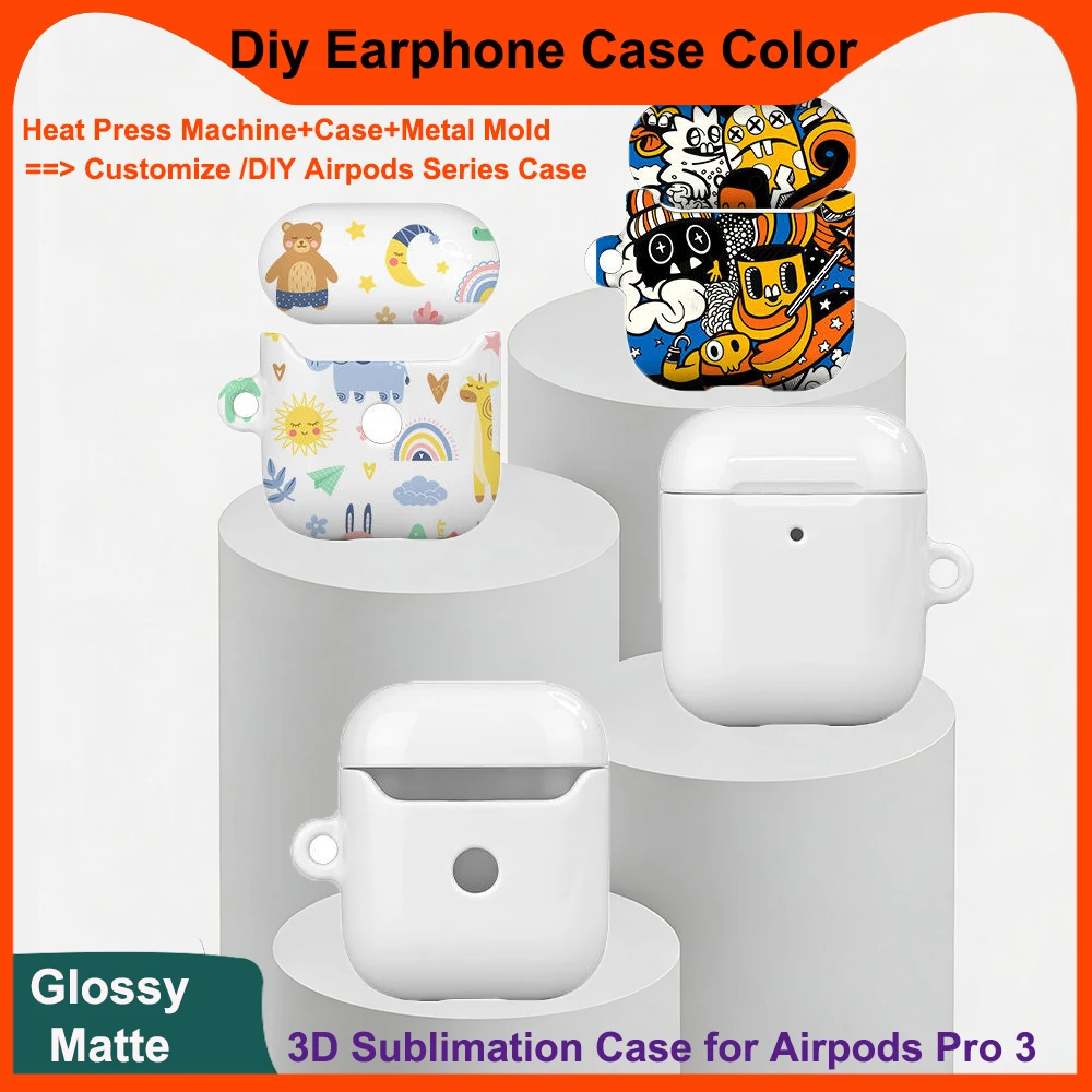 

3D Sublimation Film Case for Airpods Pro 3 2 1 DIY Heat Press Printing Earbuds Earphone Protective Cover Customize Printer Mold